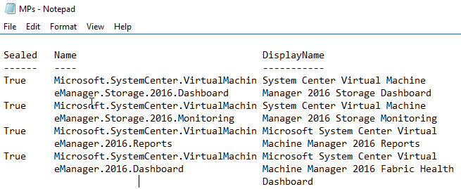 SCOM Installed MPsTXT